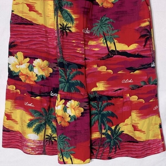 Vintage Alm Fashions Hawaii Red Tropical  Short Floral Mumu Dress L - Picture 7 of 14